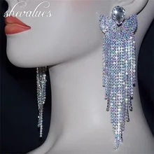 SHEVALUES Luxury Sparkle Crystal AB Diamante Rhinestone Long Tassel Earrings Drop Dangle Wedding Bridal Earrings Women Jewelry07 SHEVALUES Luxury Sparkle Crystal AB Diamante Rhinestone Long Tassel Earrings Drop Dangle Wedding Bridal Earrings Women Jewelry07