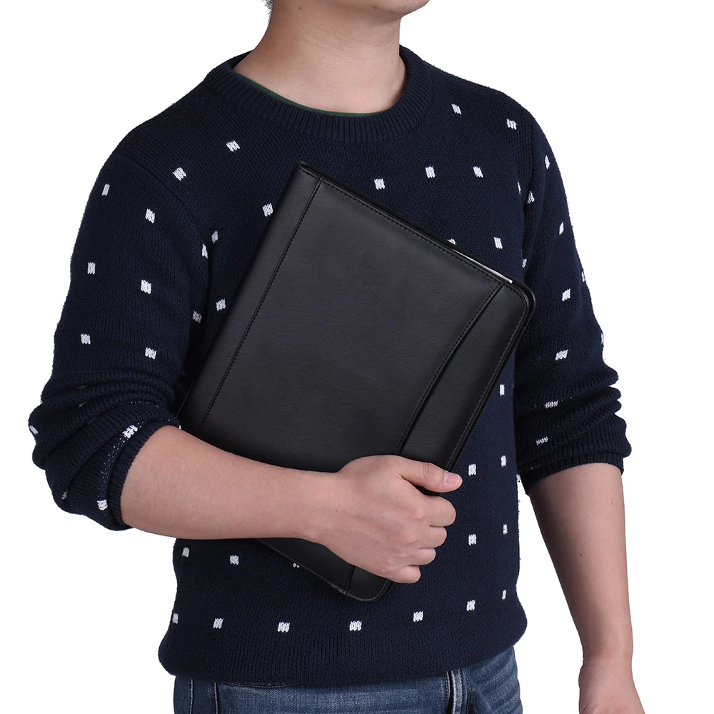 

A4 PU Leather Multifunctional Folder Business Portfolio Padfolio Folder Document Case Organizer with Business Card Holder Memo