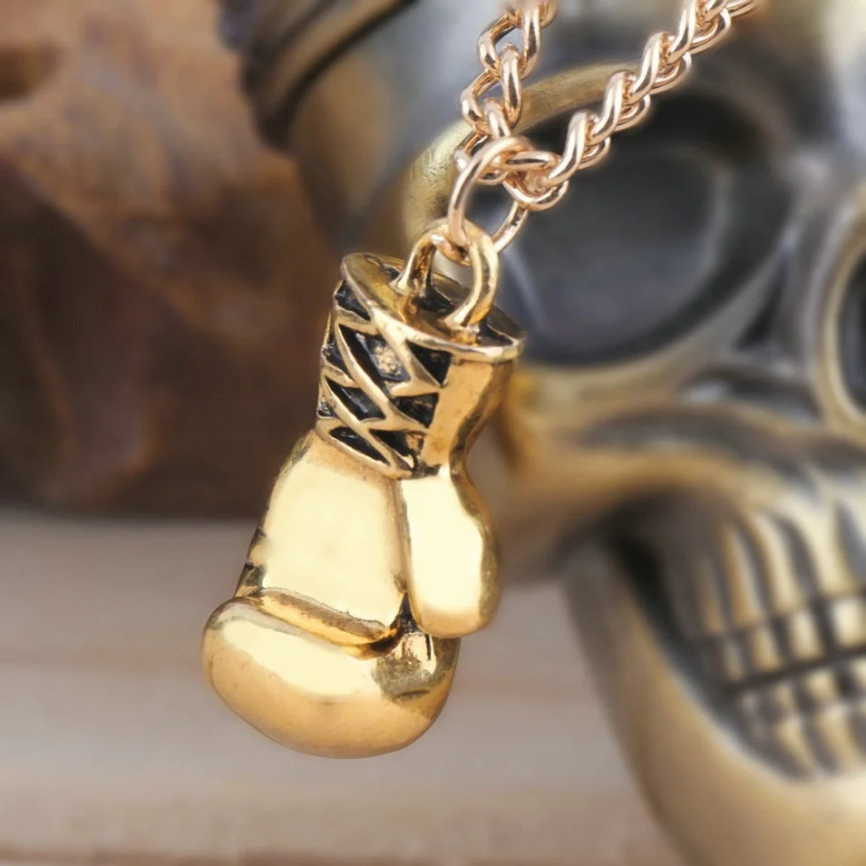 

2018 Punk Style Stainless Steel Male And Female Fitness Boxing Glove Pendant Necklace Fists Knuckle silver gold color