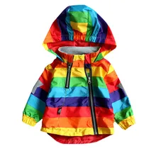 Г. Пальто с радужным принтом для маленьких мальчиков и девочек, водонепроницаемая Детская куртка с капюшоном на весну-осень, детская одежда, верхняя одежда