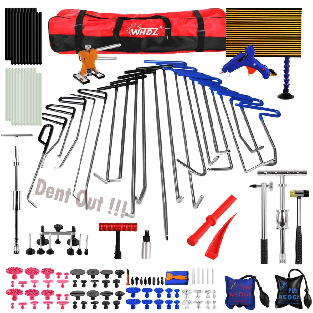 WHDZ Hook Tools Set Paintless Dent Repair tool Car Dent Puller Lifter glue tab Tap Down Reflector Board Hand Tool Set