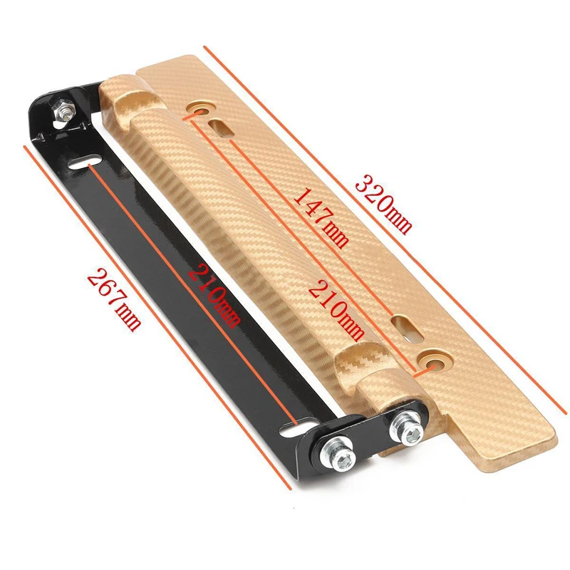 1x 320mm Universal Carbon Fiber Front Bumper License Plate Frame Holder Mount Bracket