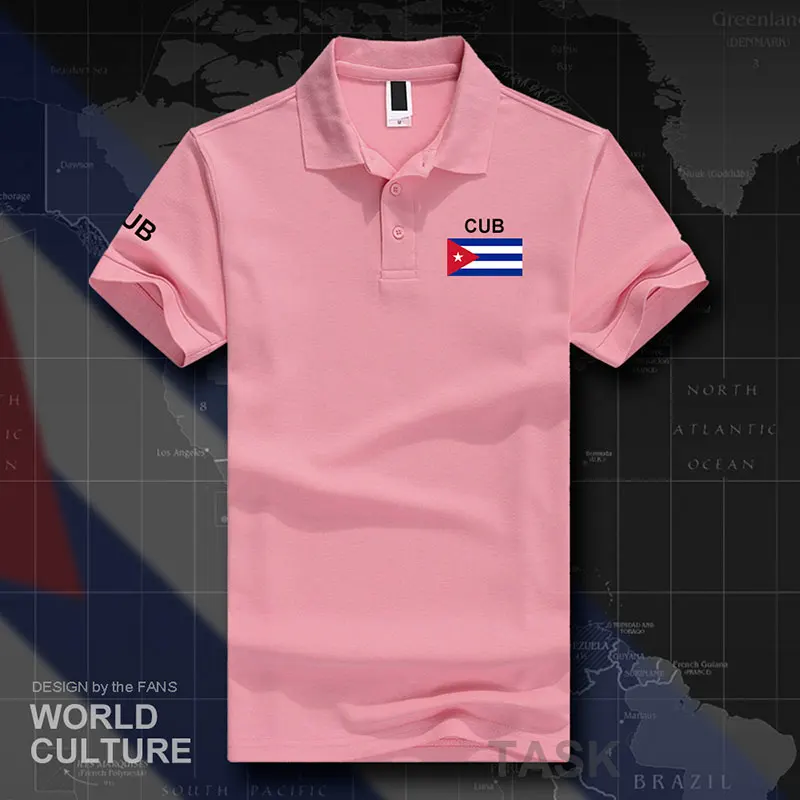 Кубинские мужские рубашки поло с коротким рукавом, белые, брендовые, с принтом для страны, хлопок, Национальный флаг, новая мода, повседневные, CU CUB - Цвет: polo-LightPink