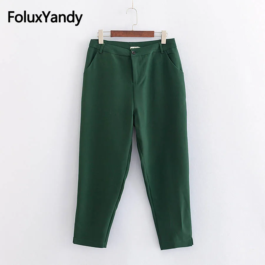 

Solid Casual Pants Women Plus Size 3XL 4XL Regular Ankle-length Pencil Pants Trousers KKFY2538