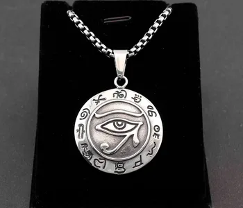 

Mens Zodiac Egypt Eye Egyptian Medal Pendant Necklace + Chain