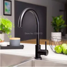 Promotions Simple style 100% Copper Matte black Kitchen Tap Copper Deck Mounted Faucet with Single Handle Hot & Cold Water Tap