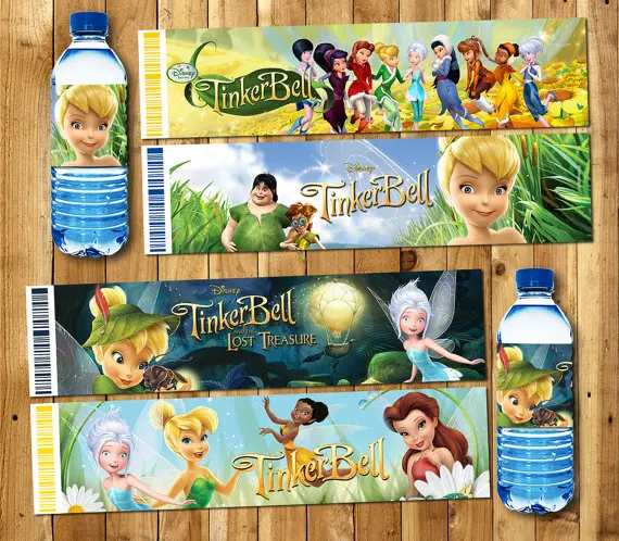 Princess Tinkerbell Bottle Water Labels Wrappers Baby Shower