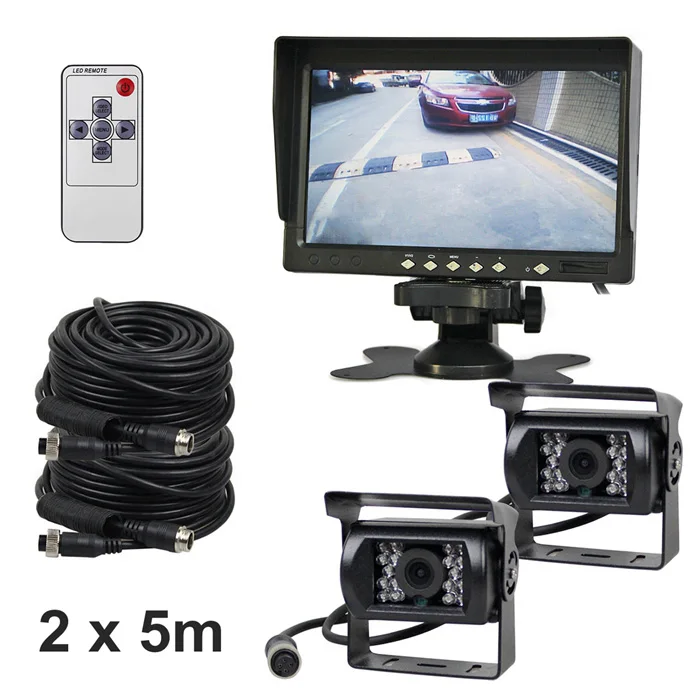 DIYSECUR AHD " TFT lcd резервный монитор заднего вида 2 x водонепроницаемый ИК ночного видения 960 P AHD камера для автобуса домашняя Лодка Грузовик - Название цвета: 2 x 5m