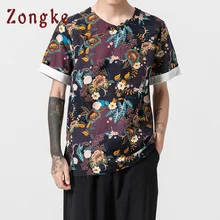 Zongke, Национальный стиль, мужская футболка, Мужская футболка, Harajuku, Винтажная футболка, Мужская одежда, уличная одежда, хип-хоп, летний топ, 5XL
