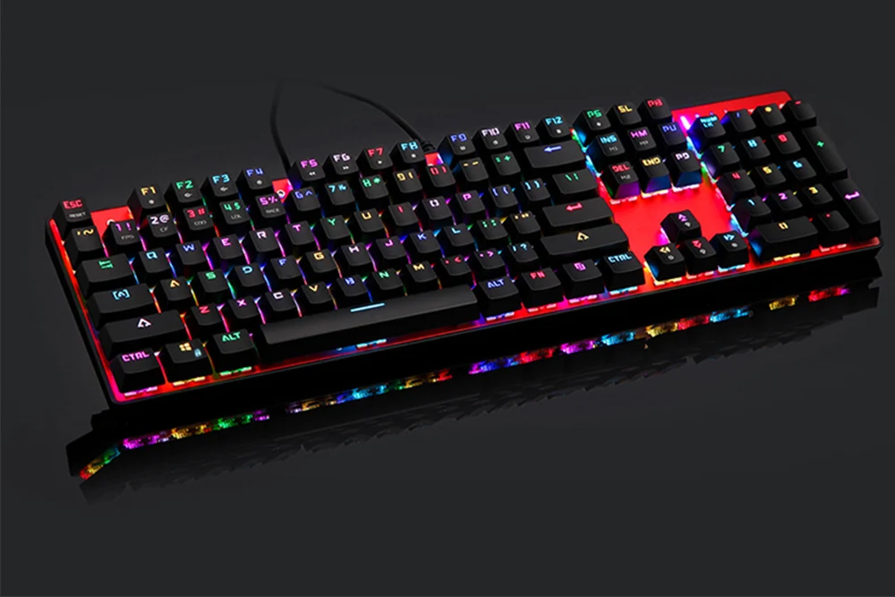 Motospeed CK104 игровая механическая клавиатура RGB/светодиодный с подсветкой анти-ореолы Светящийся синий/красный переключатель Проводная клавиатура Русский/Английский