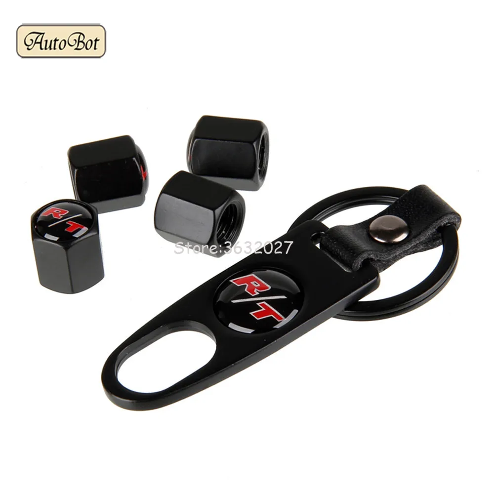 RT Car Wheel Tire Valve Caps Keychain For Dodge JCUV Caliber RAM Journey Charger Caravan Nitro