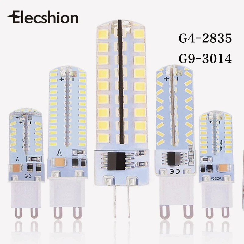 

Elecshion LED G4 G9 AC220V Night Light Bulb Lampada Spotlight SMD3014 2835 Ceiling Light Fun LEDs Lantern Dimmable Shocker Corn