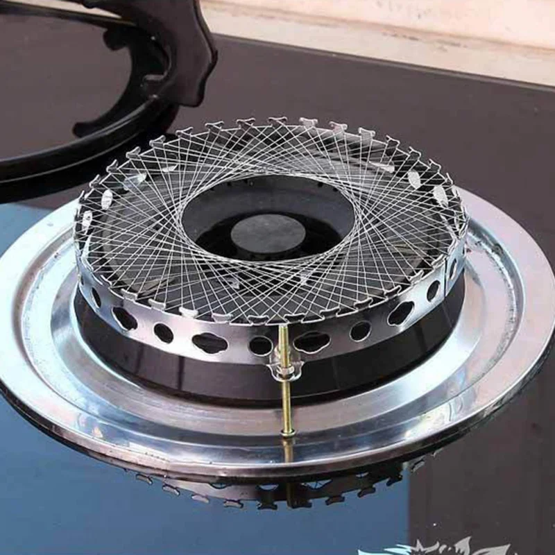 New Stainless Steel Gas Cooker Gas Stove Torch Net Windproof Energy Saving Circle Cover Case Mesh Kitchen Accessories