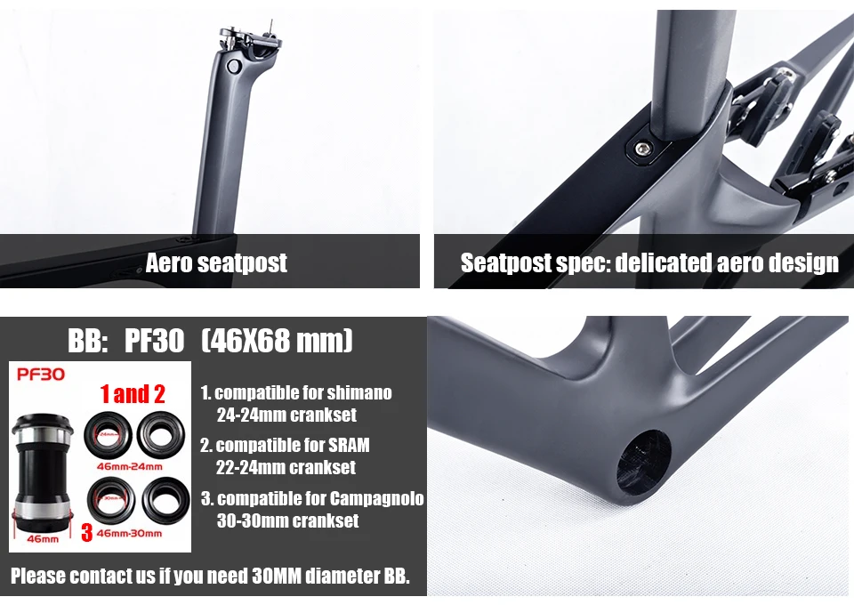 Tideace Китай X brake PF30 BB Aero UD черная углеволоконная рама для дорожного велосипеда