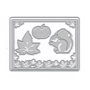 

YaMinSanNiO 4 Pcs/lot Metal Cutting Dies Scrapbooking For Card Making DIY Embossing Cuts New Craft Squirrel Cover Leaves Pumpkin