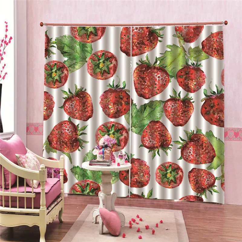

Strawberries Blackout Curtain For Living Room Home Decor Thick For Bedroom Ready Made Custom Made Bedroom Accessoires