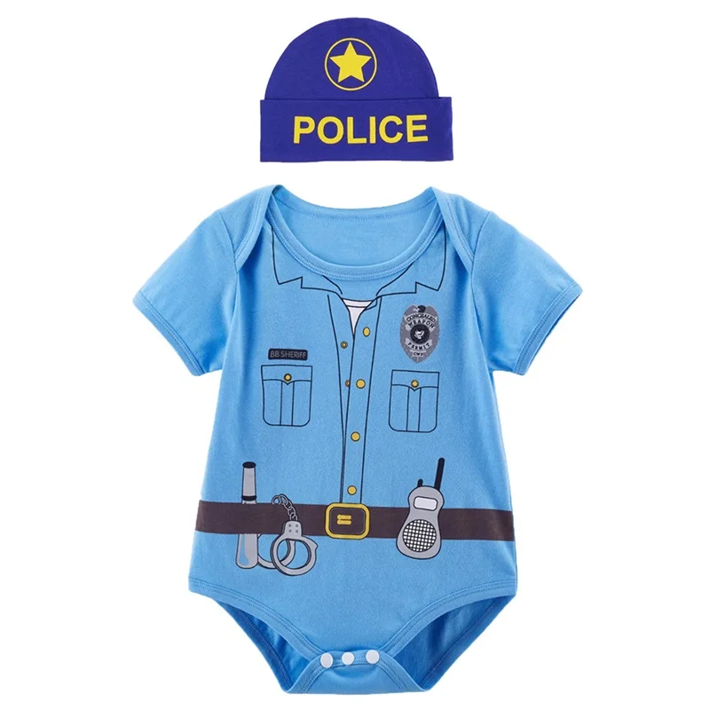Костюм пирата на Хеллоуин для маленьких мальчиков; костюм пирата на Хеллоуин с шапочкой для младенцев; Карнавальный костюм для новорожденных - Цвет: Police