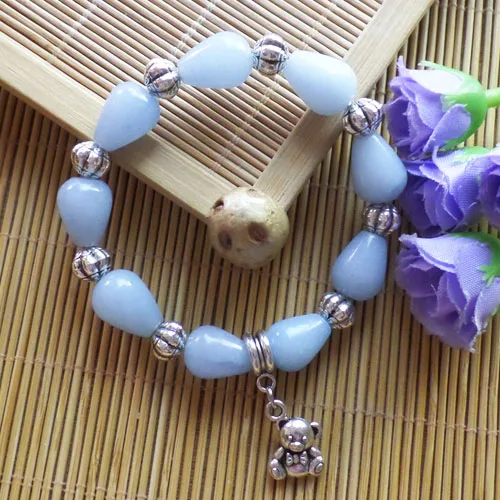 Натуральный голубой камень Teardrop с тибетским браслет медведь модные многоцветные браслеты для женщин подарок Puleras Bear