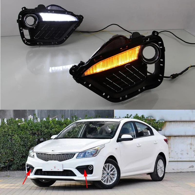 Car Flashing 2Pcs For Kia Rio k2 2016 2017 Car LED DRL daytime running