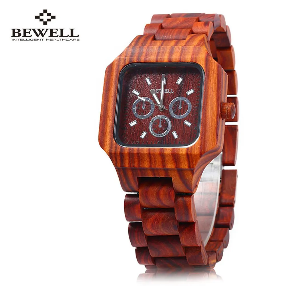 

2018 New Brand BEWELL Wooden Men Quartz Watches Full Wood Band Watch Japan Quartz Wristwatch Relogio Masculino