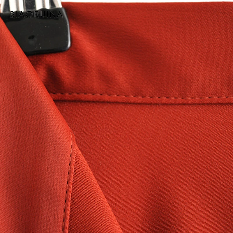 BIAORUINA, женская красная однотонная элегантная трапециевидная юбка с боковой молнией, Офисная Женская модная универсальная юбка с высокой талией, винтажные летние юбки