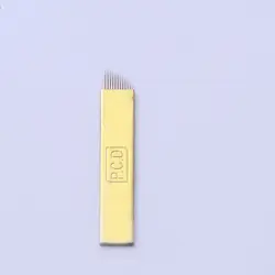 50 шт. PCD 1214 Pin Перманентный макияж татуаж бровей лезвие Microblading иглы для ручного татуажа бровей Изогнутое лезвие вышивка Мануа