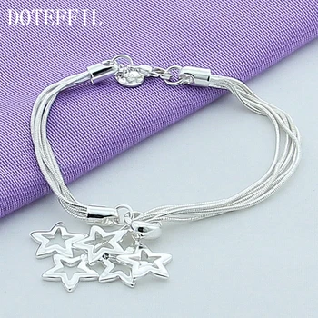 

DOTEFFIL 925 Sterling Silver Five Snake Chain Star Bracelet For Woman Charm Wedding Engagement Party Fashion Jewelry