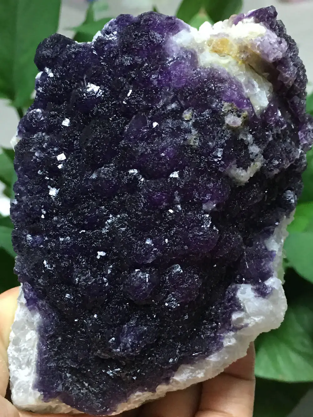 527 г уникальный натуральный двухсторонний флюорит фиолетовый и кварцевый кристалл образец минерала Кристалл камни
