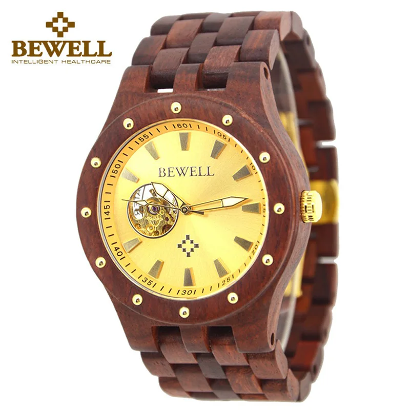 

BEWELL Male Watches Wood Clock Handmade Watches Quartz Hour Automation Men's Watch Fashion Brand Wood Bracelet 131A