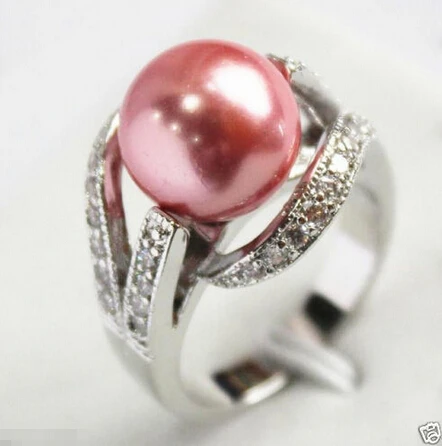 

Free shipping >>>>>>12mm Dark Pink South Sea Shell Pearl Ring Size 6/7/8/9 AAA Grade