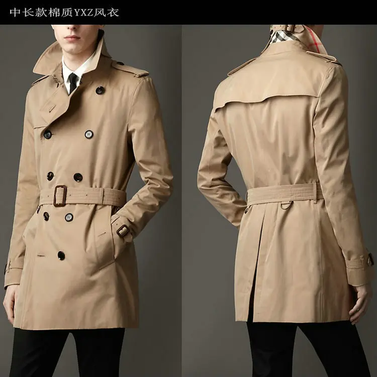 long trench coat 2015 New fashion Famous designers Men's british style ...