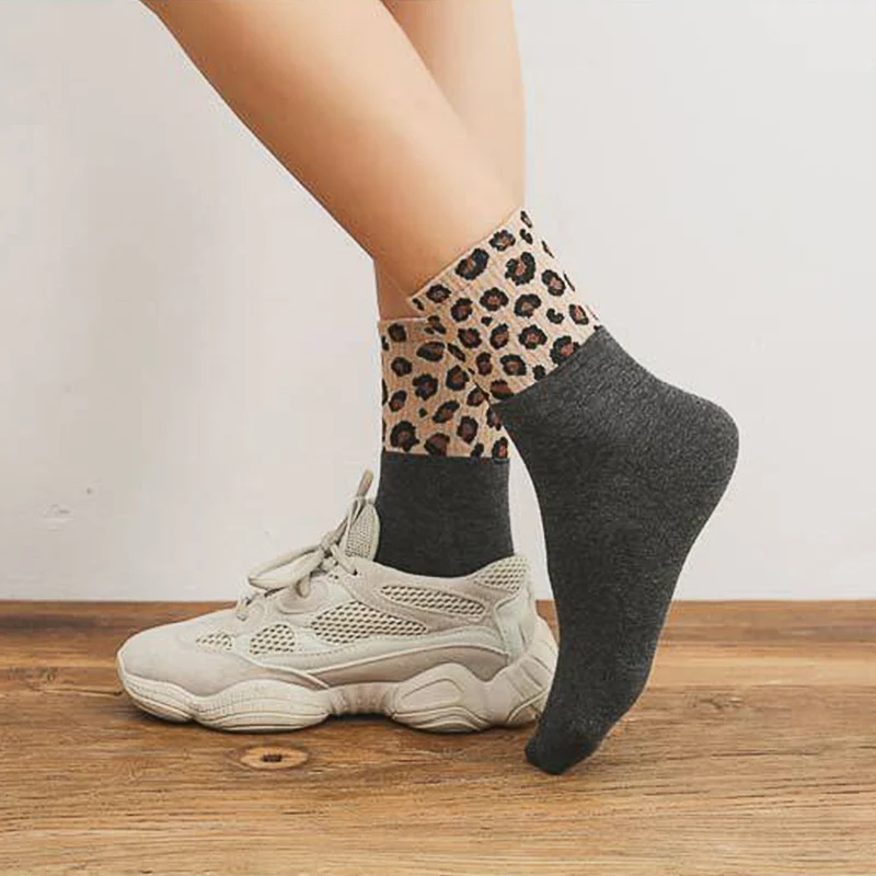 Harajuku женские леопардовые полосатые носки Модные хлопковые носки женские персональные художественные забавные счастливые носки