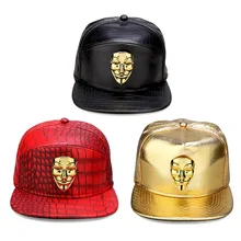 Мужские и женские рок подарки хип-хоп шляпа из искусственной кожи золотой крокодил Спорт Фокс Маскарадная маска Snapback Bling V для Vendetta бейсболки