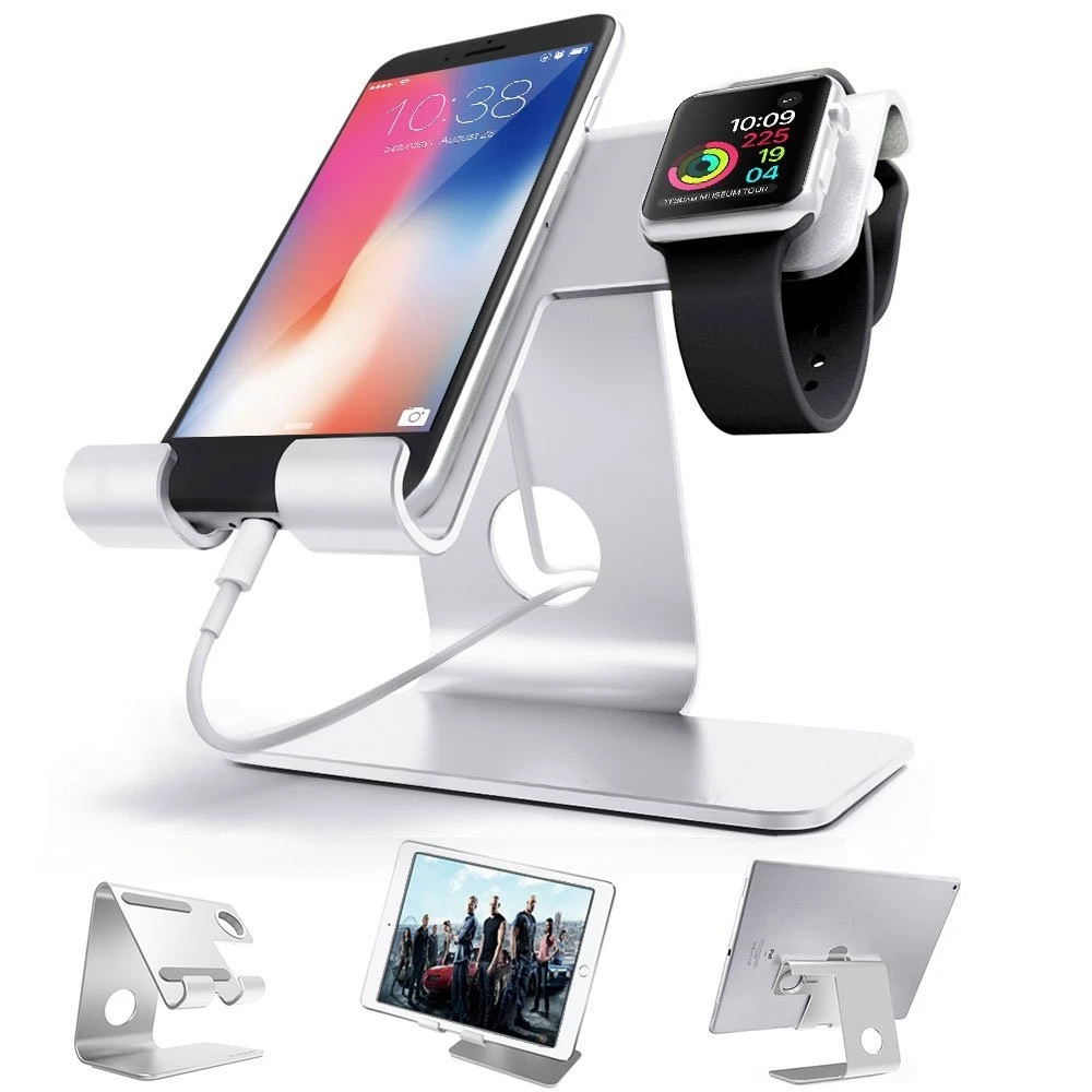 

2in1 Phone Tablet Holder For Iphone X 8 7 6 Plus charging stand Dock Station For Apple Watch iPad 2 3 4 Air Pro Stand Station