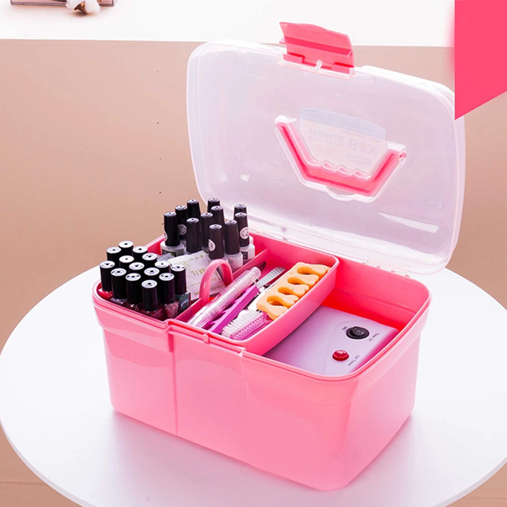 Caixa de Armazenamento de Desktop à Mão Tesoura de Plástico Organizador de Maquiagem Nova Jóias Unha Polonês Caneta Recipiente Manicure Ferramenta Case s - l 4 Beleza e saúde