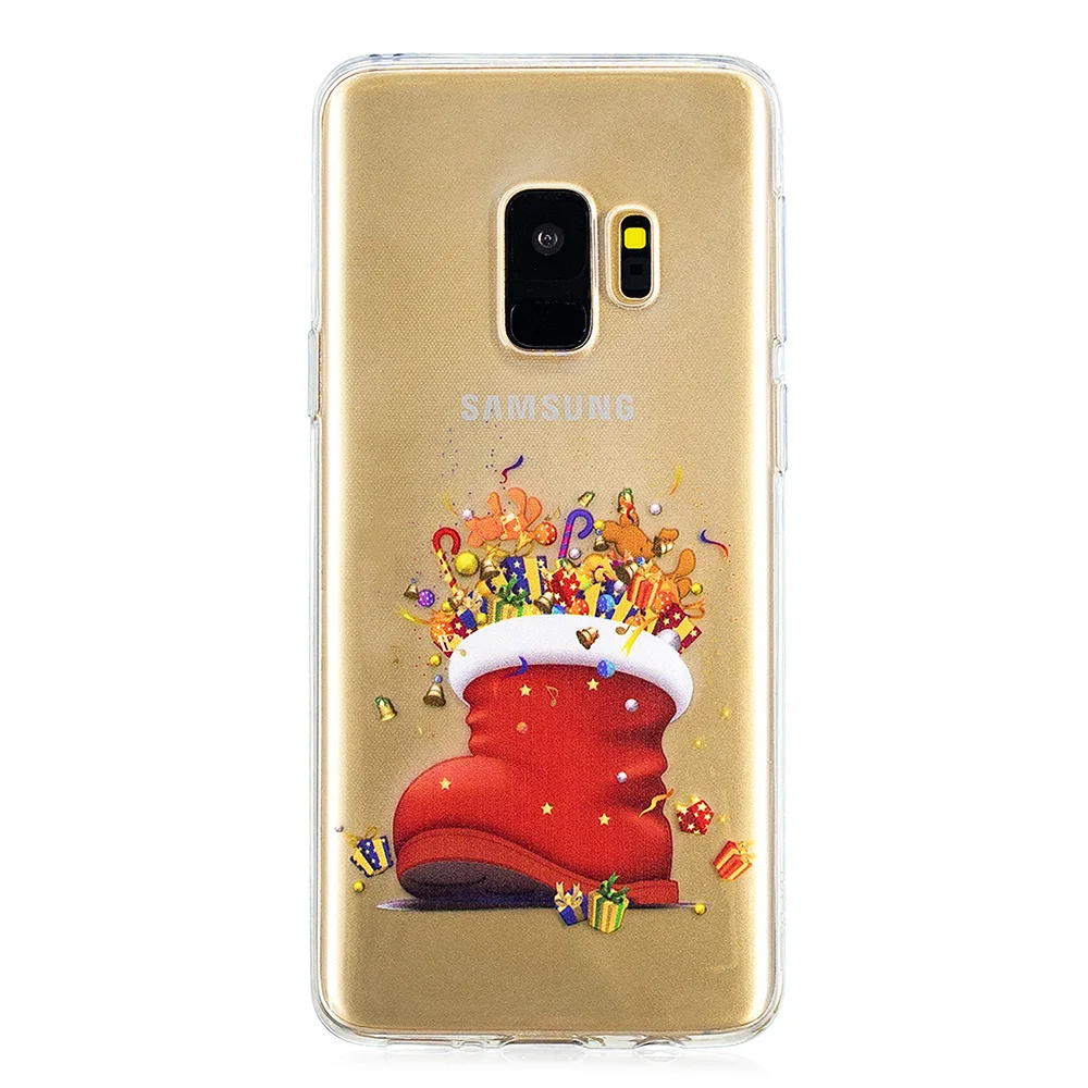 KSAM1002C_1_JONSNOW Phone Case For Samsung Galaxy S9 Cartoon Christmas Painted Clear Soft Cases