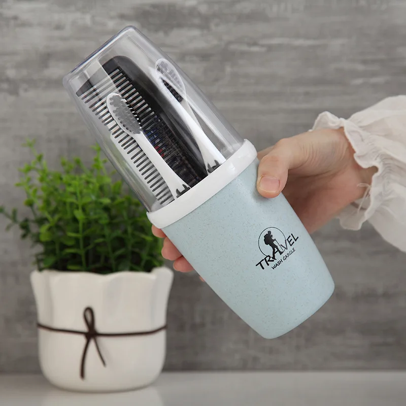 

Wheat Straw Travel Toothbrush Box Portable Wash Mug Creative Toothbrush Mug Tooth Creative Toothpaste Storage plastic water cup