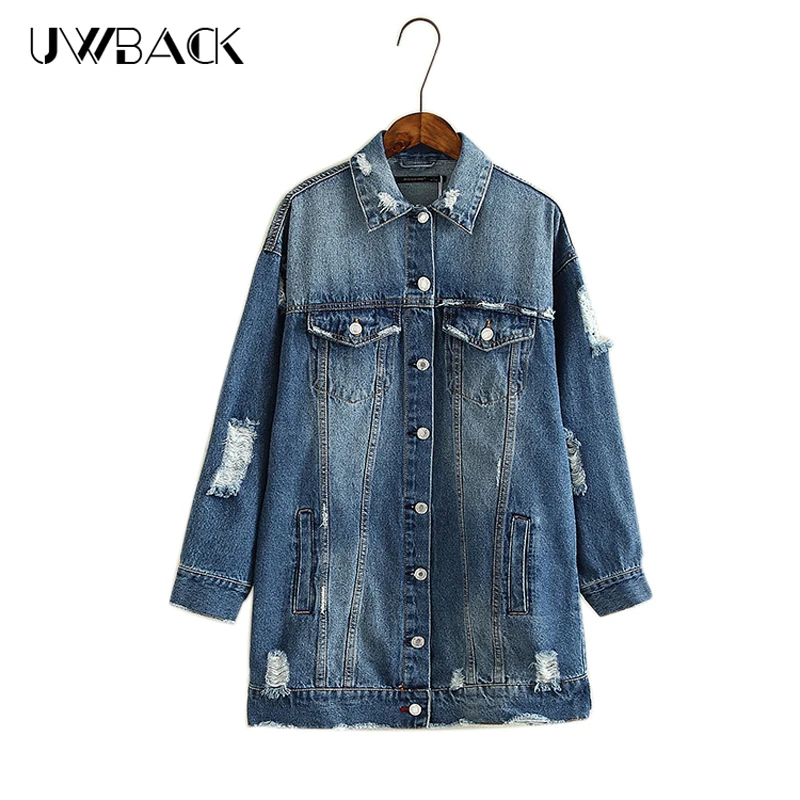 Uwback Autumn Winter Women Denim Jacket Long Sleeves