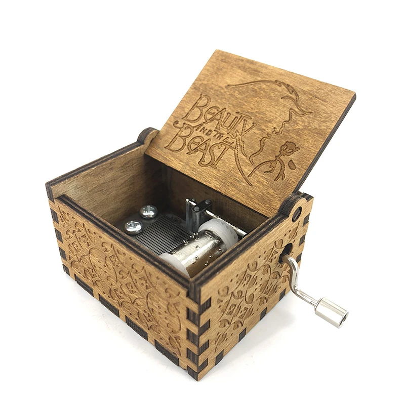 Anonymity 木製ハンドクランク美女と野獣オルゴールデイビー ジョーンズロケットテーマ木製オルゴール Music Box Wooden Music Boxmusic Box Davy Jones Aliexpress