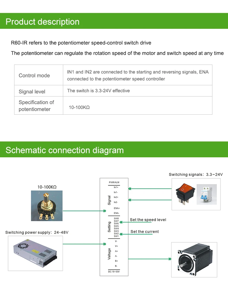 Rtelligent Nema23 24 R60-IR потенциометра переключатель управления скоростью привод Шагового Двигателя драйвер для шагового двигателя клей спрей живопись