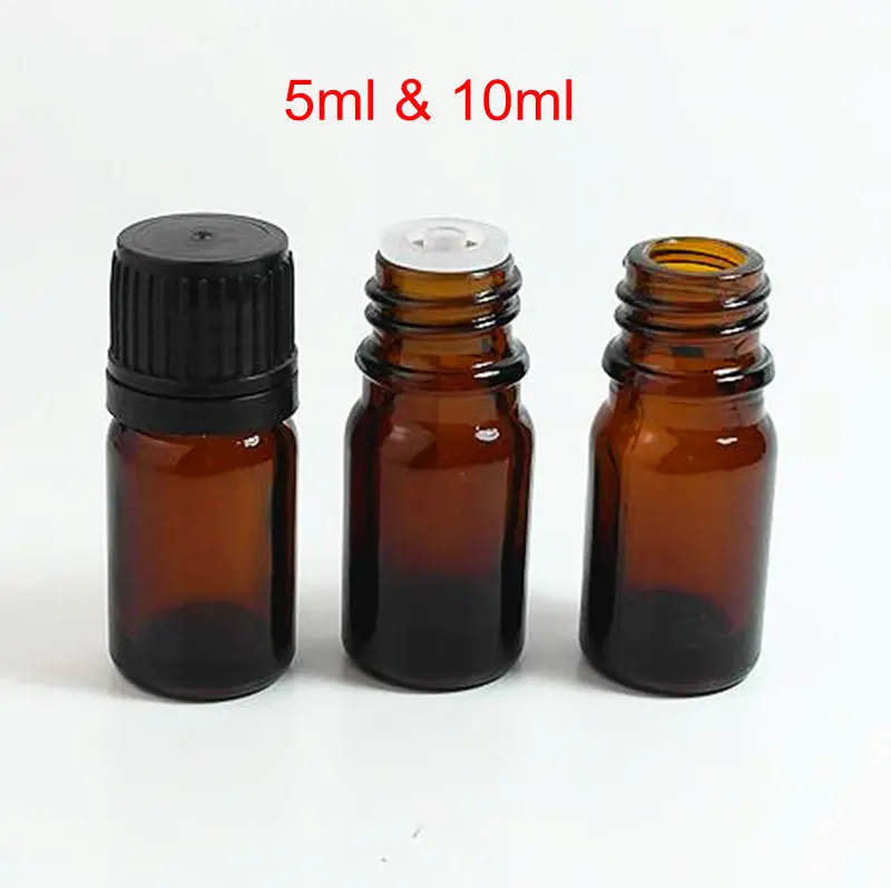 

20PCS 5ml 10ml Amber Glass Bottles with Dropper 5cc Essential oil Aromatherapy Cosmetic Containers Glass Bottle with Plastic Cap