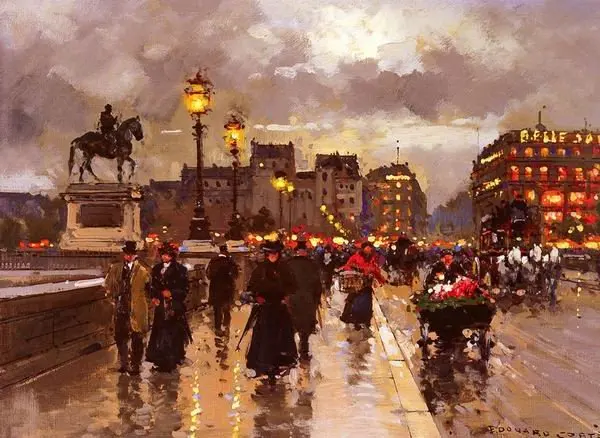 le pont neuf , parigi edouard leon cortes 100% dipinto a