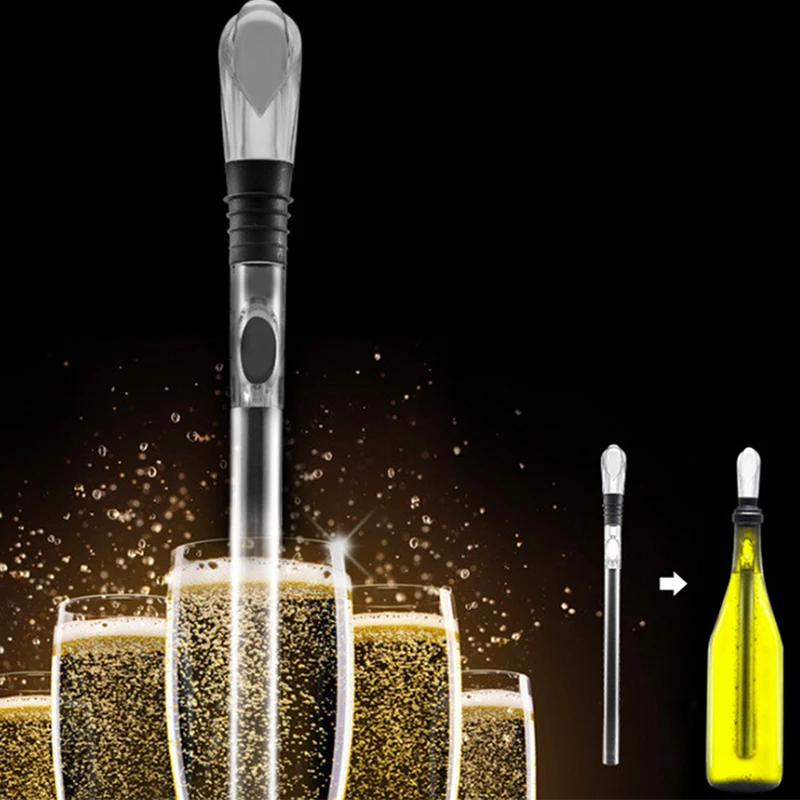 Stainless Steel Ice Wine Chiller Stick With Wine Pourer Wine Cooling