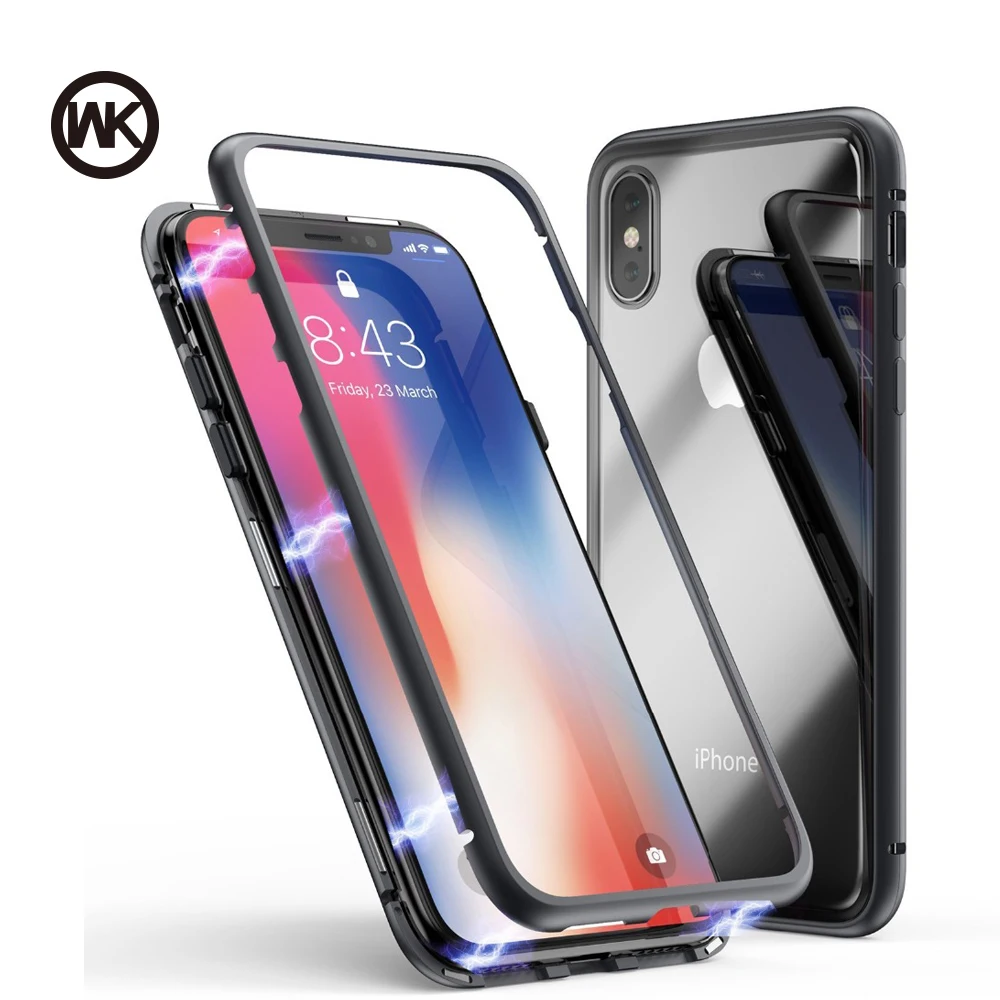 

WK Design Magnet Absorption Phone Case for iPhone 7 Case for iPhone X 7 8 Plus Phone Cover Luxury Tempered Glass Back Cover Iqos