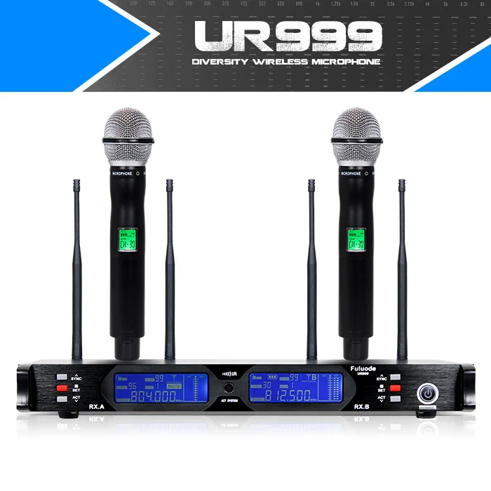 

Professional Wireless Microphone Handheld Lavalier Headset Dual Channel True UHF 4 antenna Ultra - far receiving distance