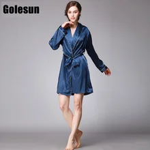 Женская Осенняя сексуальная пижама женская одежда для отдыха с длинными рукавами из искусственного шелка длинный халат женская одежда YT16Q