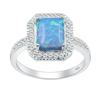 

Silver Color Promise Ring Whitetopaz Mystical Blue Opal Fantasy Nice Jewelry Size 7 RSB2486C Free Shipping