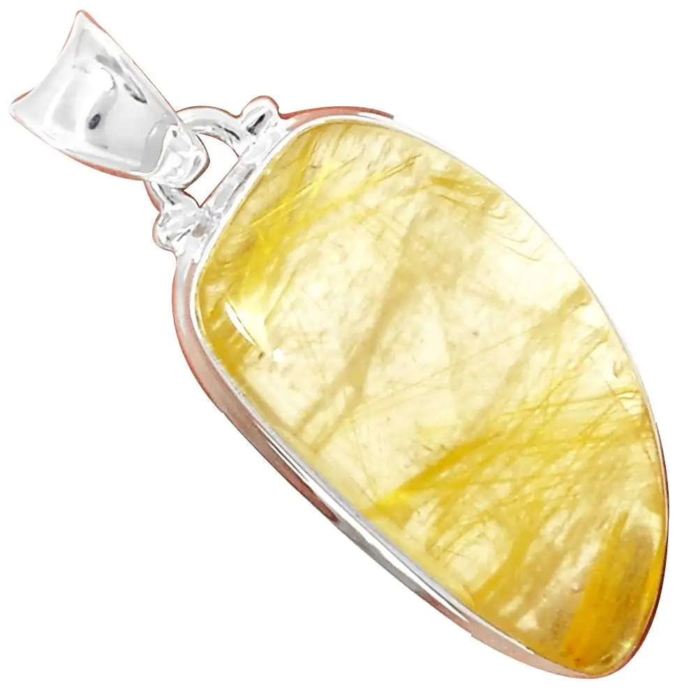 

Genuine GOLDEN RUTILE Pendant 925 Sterling Silver, 41 mm, MHBAP5994