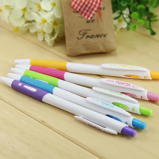 

[4Y4A] 48pcs/Lot Candy Colors Cute Plastic Ballpoint Pen Multicolor Signature Pen Student School Gift