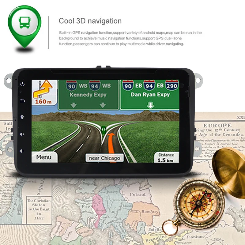 Discount Android 7.1.2 System Car DVD Player for VW EOS Caddy Shara Amarok Scirocco with GPS Navigation Car Multi-Media Player 6